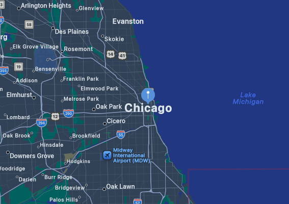Map of Chicago, IL
